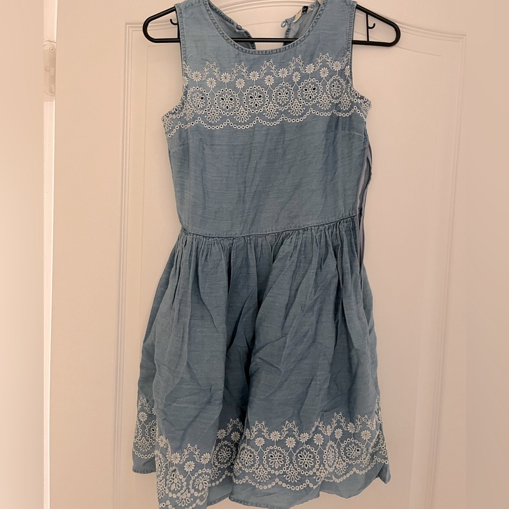 Jack wills blue Jean dress with white flower detailing